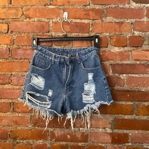 Distressed jean shorts high waist